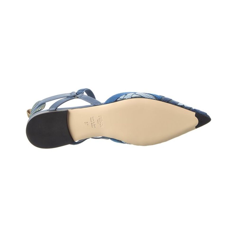 Fendi Colibri Lite Mesh & Leather Slingback Flat, Blue - Picture 4 of 5